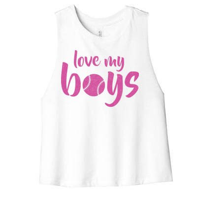 Love My Boys Baseball Mom Women's Racerback Cropped Tank