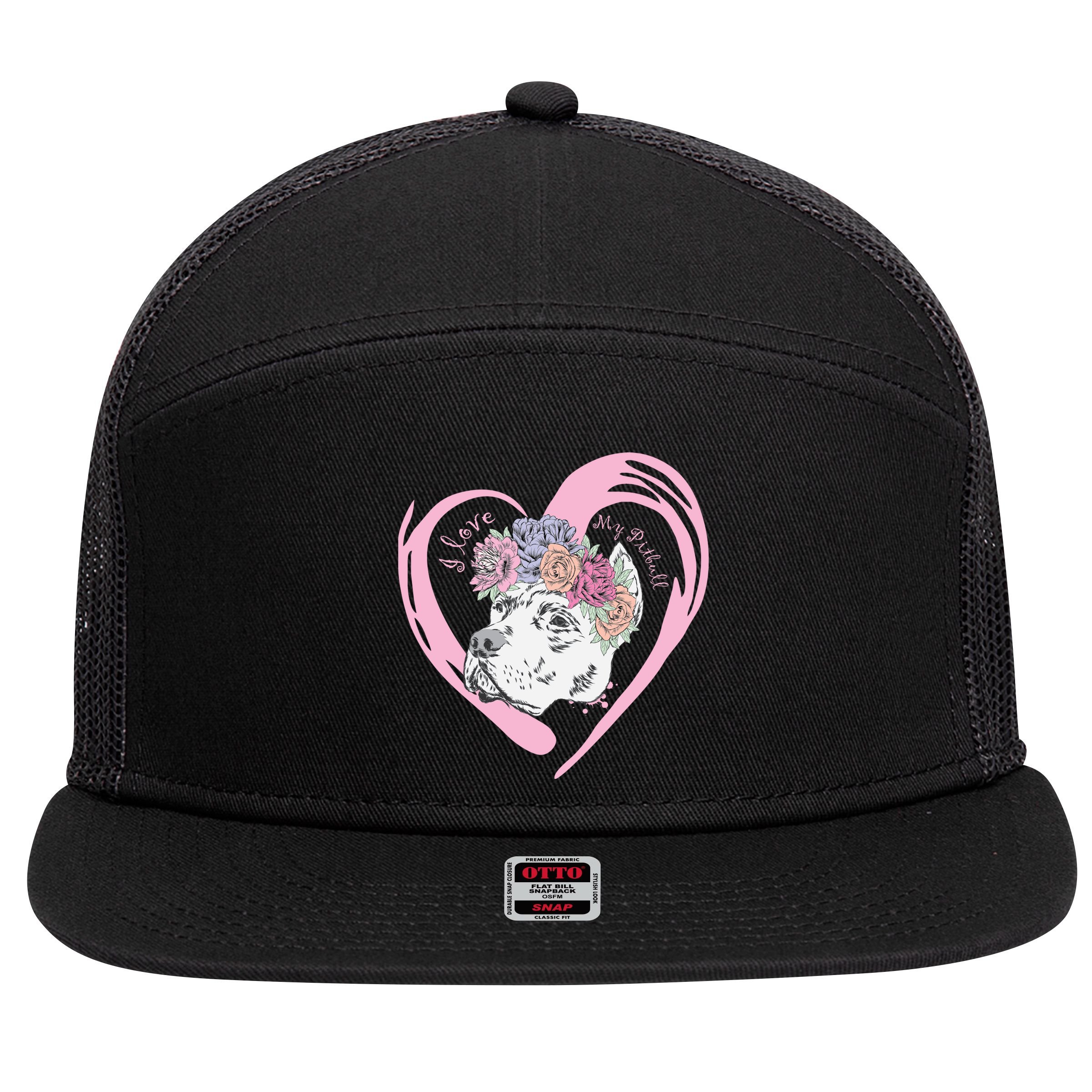 Love My Pitbull 7 Panel Mesh Trucker Snapback Hat