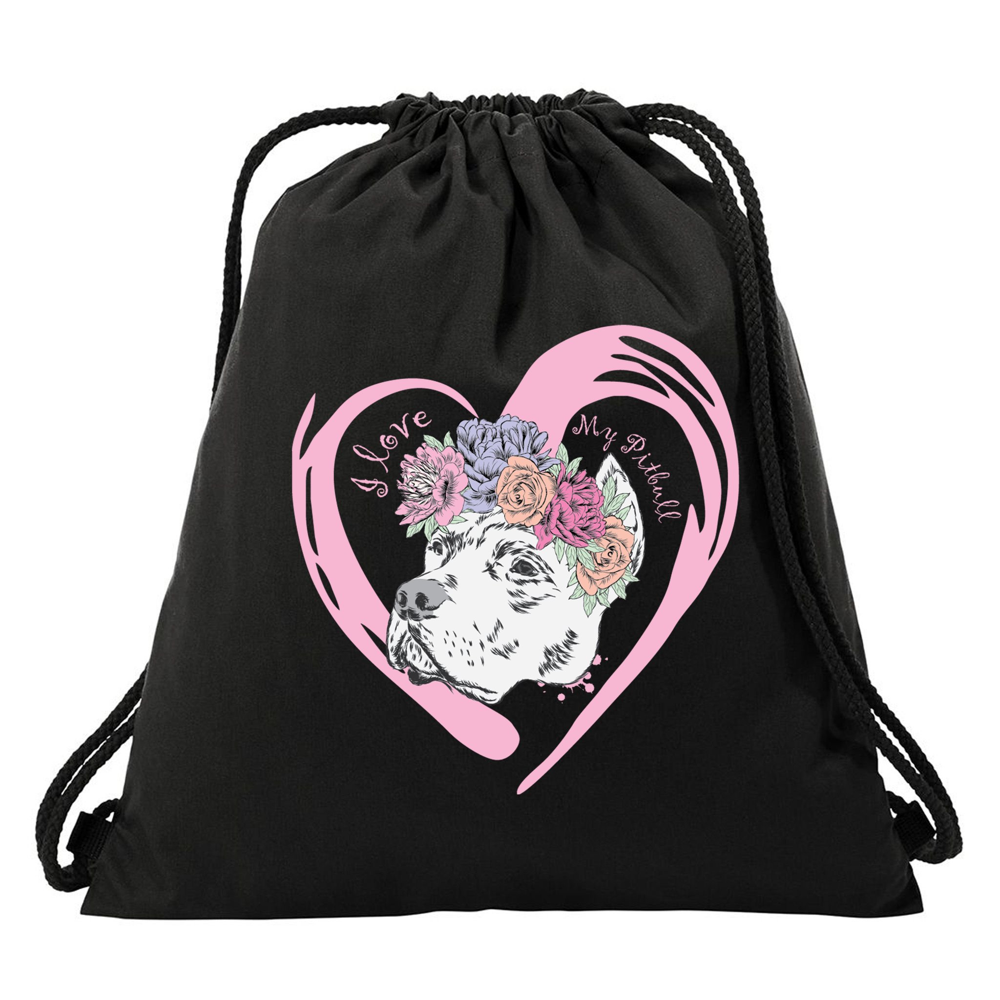 Love My Pitbull Drawstring Bag