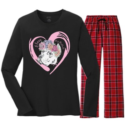 Love My Pitbull Women's Long Sleeve Flannel Pajama Set 