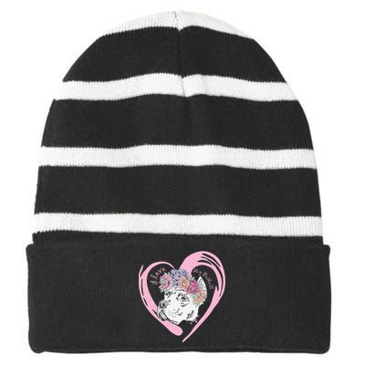 Love My Pitbull Striped Beanie with Solid Band