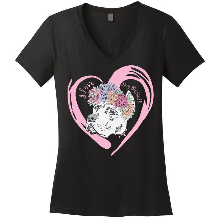 Love My Pitbull Women's V-Neck T-Shirt