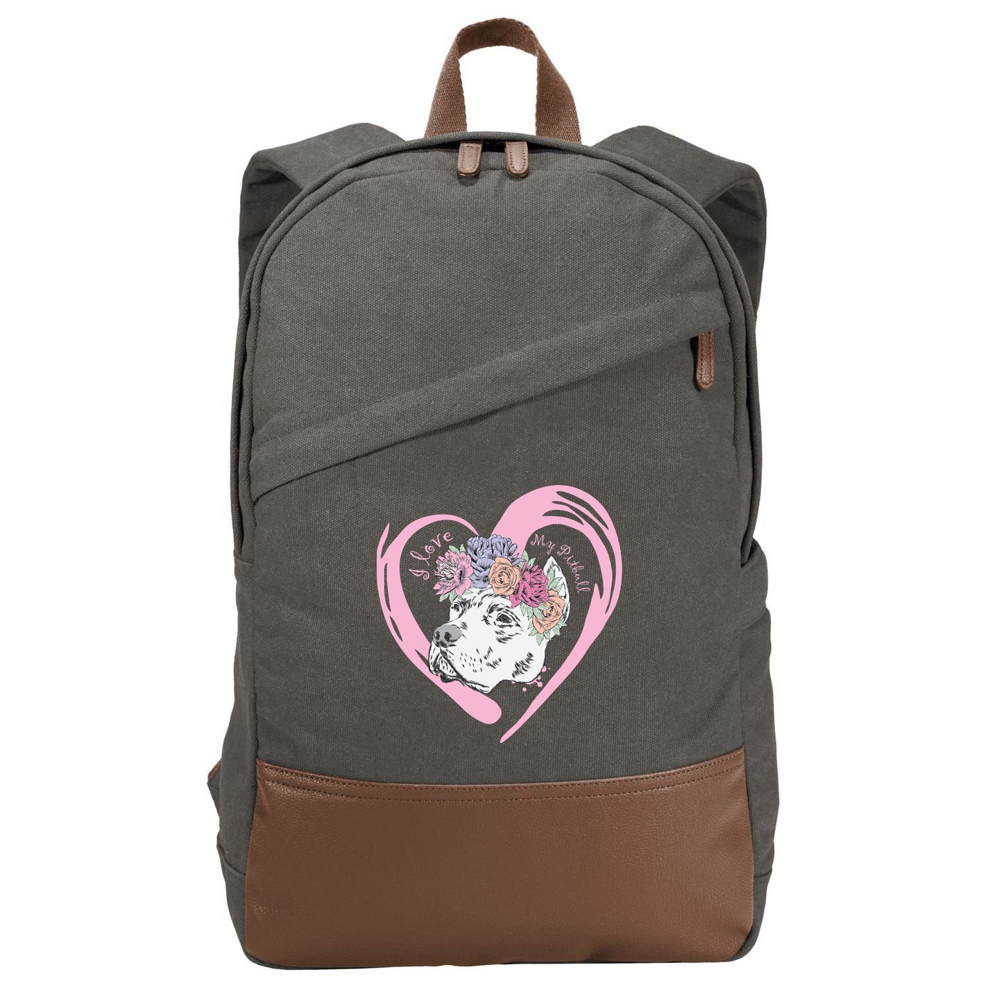 Love My Pitbull Cotton Canvas Backpack