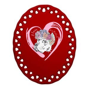 Love My Pitbull Ceramic Oval Ornament