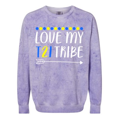 Love My T21 Tribe Down Syndrome Arrow Colorblast Crewneck Sweatshirt