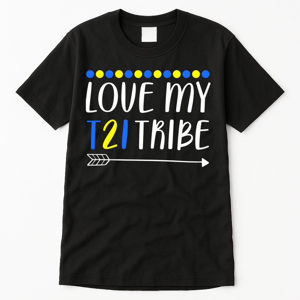 Love My T21 Tribe Down Syndrome Arrow Tall T-Shirt