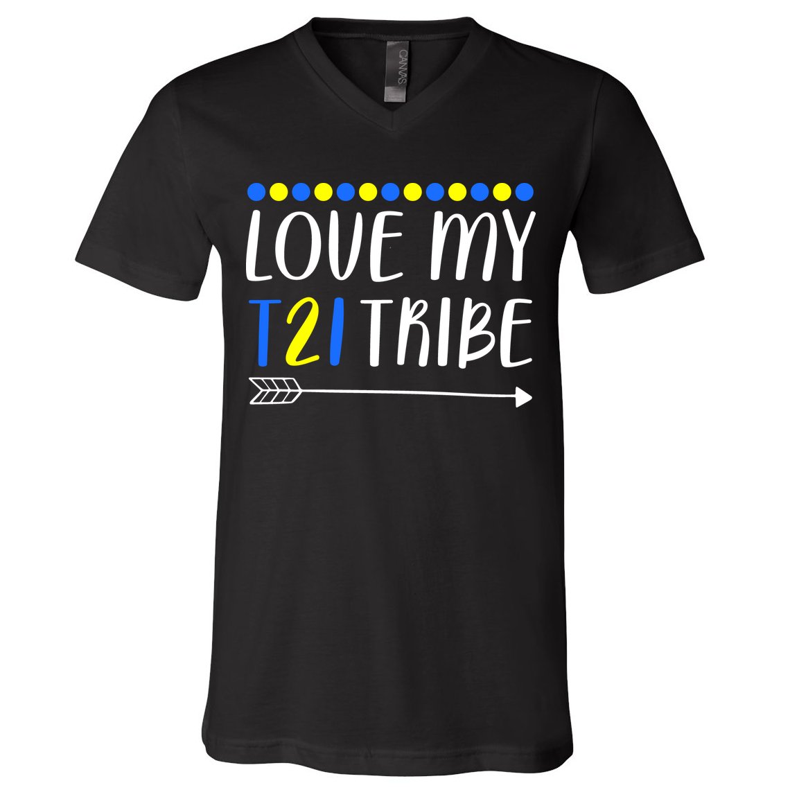 Love My T21 Tribe Down Syndrome Arrow V-Neck T-Shirt