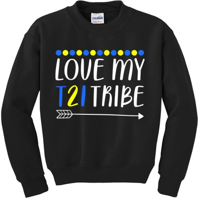 Love My T21 Tribe Down Syndrome Arrow Kids Sweatshirt