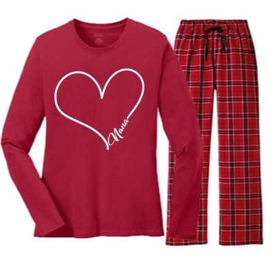 Love Nana Heart Women's Long Sleeve Flannel Pajama Set 