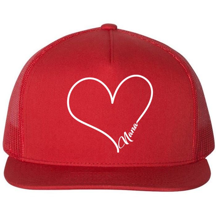 Love Nana Heart Flat Bill Trucker Hat