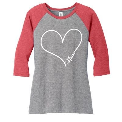 Love Nana Heart Women's Tri-Blend 3/4-Sleeve Raglan Shirt