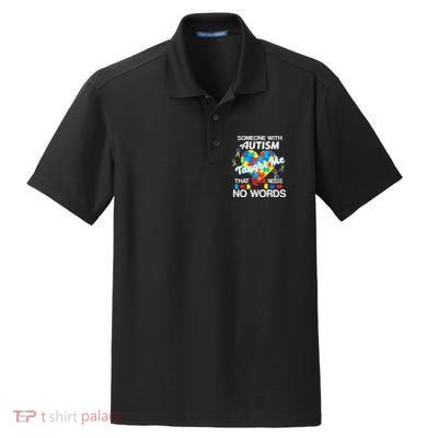 Love Needs No Words Autism Awareness  Dry Zone Grid Polo