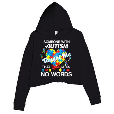 Love Needs No Words Autism Awareness  Crop Fleece Hoodie