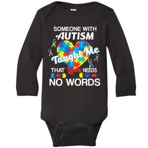 Love Needs No Words Autism Awareness  Baby Long Sleeve Bodysuit