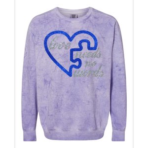 Love Needs No Words Autism Awareness Heart Puzzle Colorblast Crewneck Sweatshirt