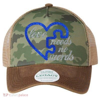Love Needs No Words Autism Awareness Heart Puzzle Legacy Tie Dye Trucker Hat