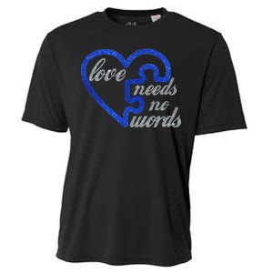 Love Needs No Words Autism Awareness Heart Puzzle Cooling Performance Crew T-Shirt