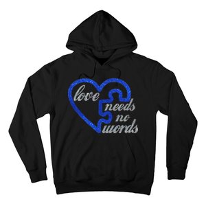 Love Needs No Words Autism Awareness Heart Puzzle Hoodie