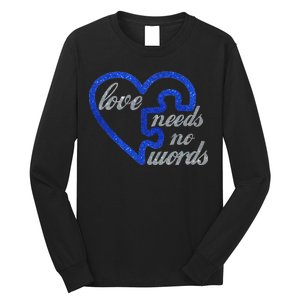 Love Needs No Words Autism Awareness Heart Puzzle Long Sleeve Shirt