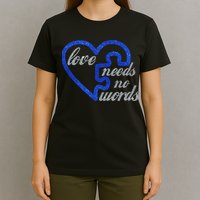 Love Needs No Words Autism Awareness Heart Puzzle T-Shirt