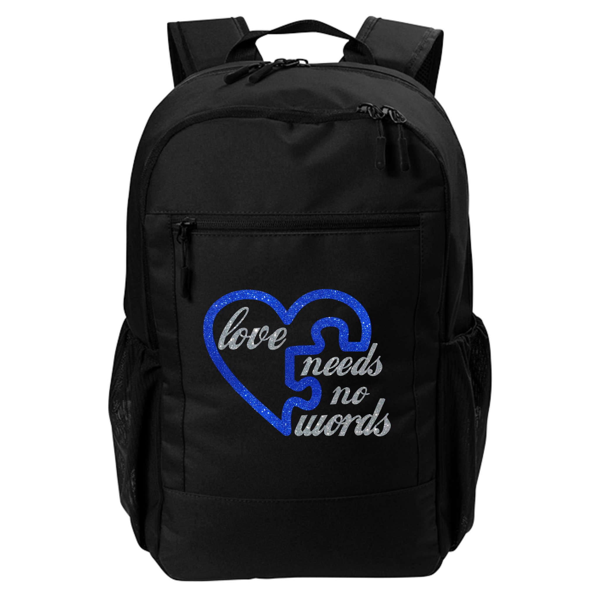 Love Needs No Words Autism Awareness Heart Puzzle Backpack
