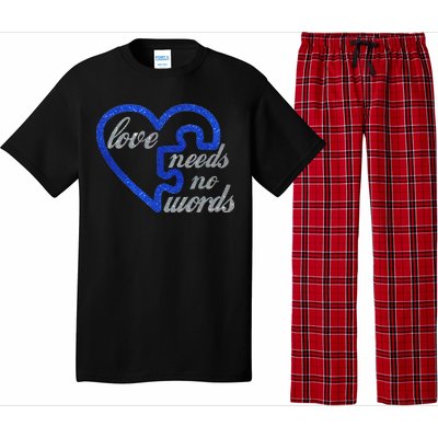 Love Needs No Words Autism Awareness Heart Puzzle Pajama Set