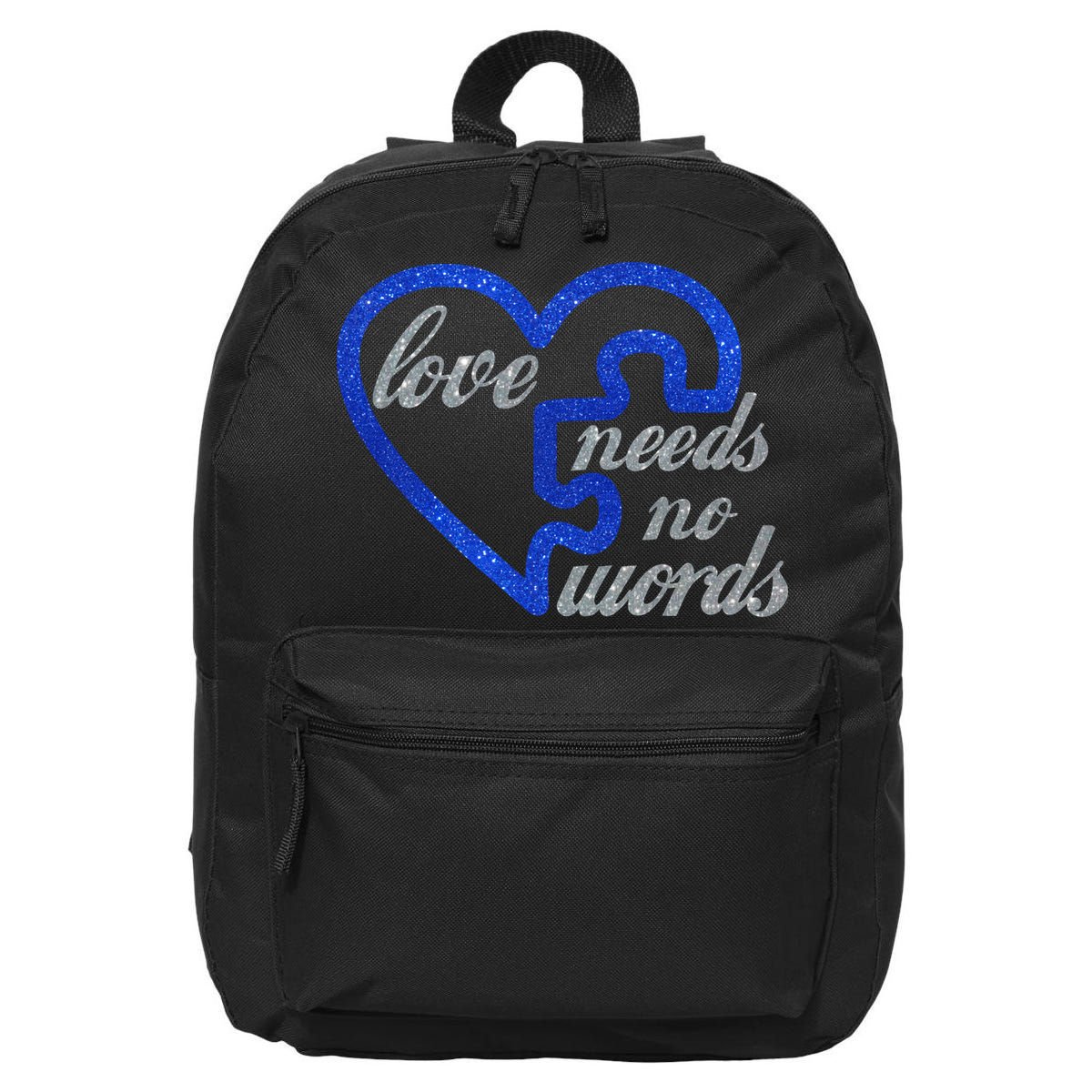 Love Needs No Words Autism Awareness Heart Puzzle 16 in Basic Backpack