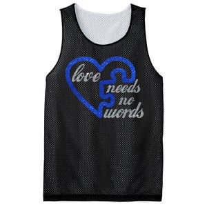 Love Needs No Words Autism Awareness Heart Puzzle Mesh Reversible Basketball Jersey Tank