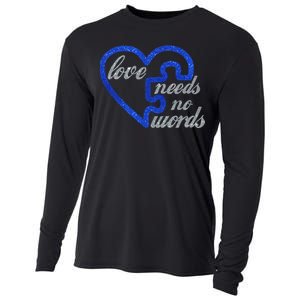 Love Needs No Words Autism Awareness Heart Puzzle Cooling Performance Long Sleeve Crew