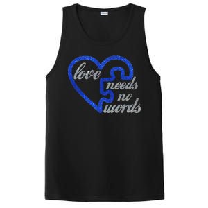 Love Needs No Words Autism Awareness Heart Puzzle PosiCharge Competitor Tank