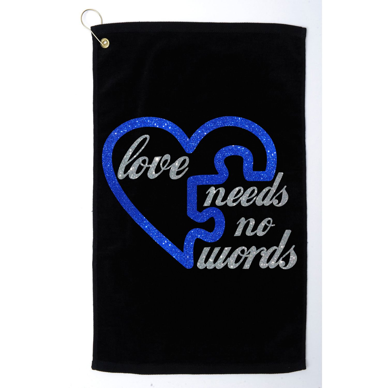 Love Needs No Words Autism Awareness Heart Puzzle Golf Towel