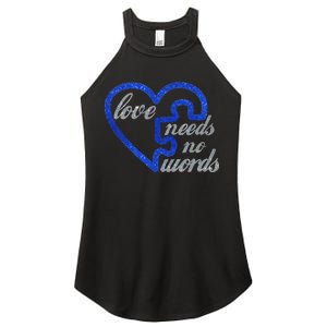 Love Needs No Words Autism Awareness Heart Puzzle Women's Perfect Tri Rocker Tank