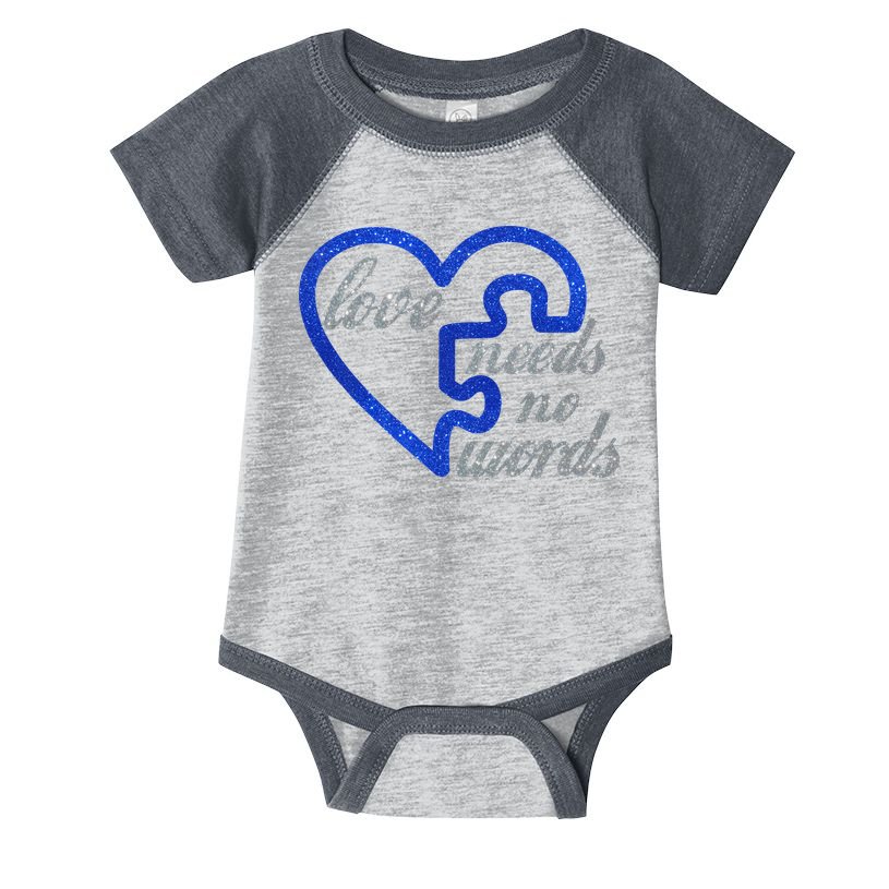 Love Needs No Words Autism Awareness Heart Puzzle Infant Baby Jersey Bodysuit