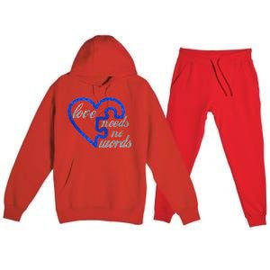 Love Needs No Words Autism Awareness Heart Puzzle Premium Hooded Sweatsuit Set