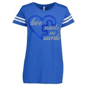 Love Needs No Words Autism Awareness Heart Puzzle Enza Ladies Jersey Football T-Shirt