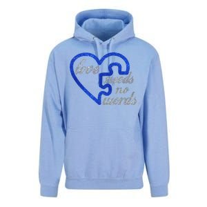 Love Needs No Words Autism Awareness Heart Puzzle Unisex Surf Hoodie