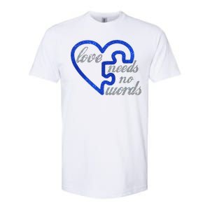 Love Needs No Words Autism Awareness Heart Puzzle Softstyle CVC T-Shirt