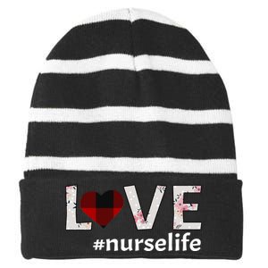 Love Nurse life Striped Beanie with Solid Band