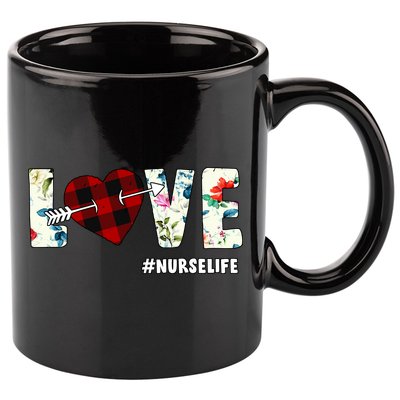 Love NurseLife Arrow Heart 11oz C Handle Ceramic Mug