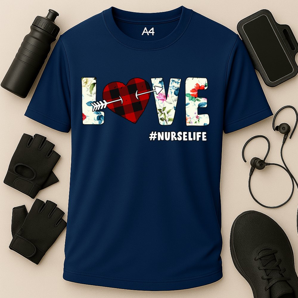 Love NurseLife Arrow Heart Cooling Performance Crew T-Shirt