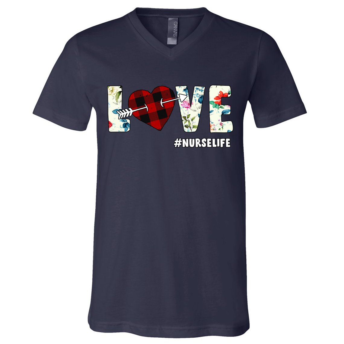 Love NurseLife Arrow Heart V-Neck T-Shirt