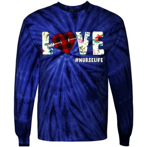 Love NurseLife Arrow Heart Tie-Dye Long Sleeve Shirt