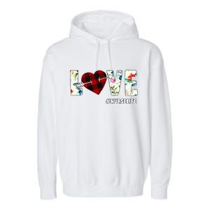 Love NurseLife Arrow Heart Garment-Dyed Fleece Hoodie