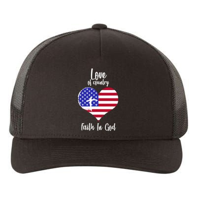 Love Of Country And Faith In God Yupoong Adult 5-Panel Trucker Hat