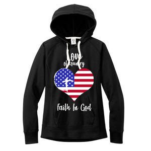 Love Of Country And Faith In God Women's Fleece Hoodie