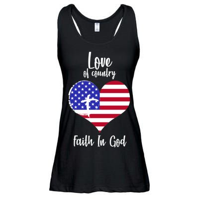 Love Of Country And Faith In God Ladies Essential Flowy Tank