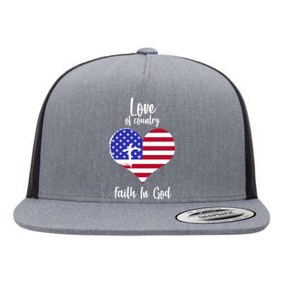 Love Of Country And Faith In God Flat Bill Trucker Hat