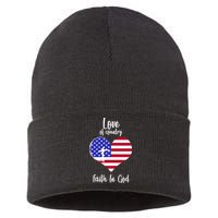 Love Of Country And Faith In God Sustainable Knit Beanie