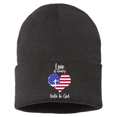 Love Of Country And Faith In God Sustainable Knit Beanie