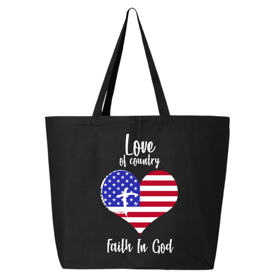 Love Of Country And Faith In God 25L Jumbo Tote